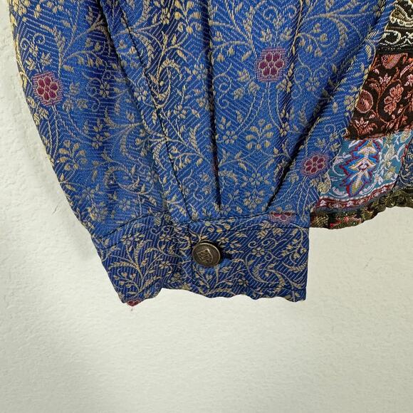 Coldwater Creek Women's Blazer Jacket Size L Mixed Media Artsy Embellished Blue - Picture 4 of 9